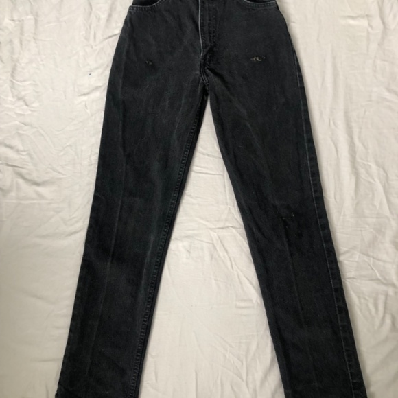 Vintage Black Levis jeans 634 Orangetag y2k handpainted skeleton bleach design - Picture 3 of 6